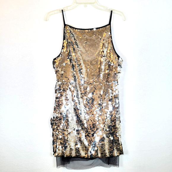 Simon Miller Womens Sequin Lined Mini Dress Size 8 Silver Metallic Clubbin Party - Picture 1 of 11